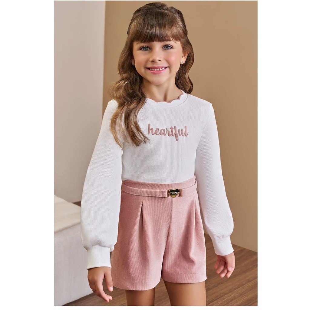 Conjunto Feminino Inverno Blusa Canelada E Short Cotele INFANTI