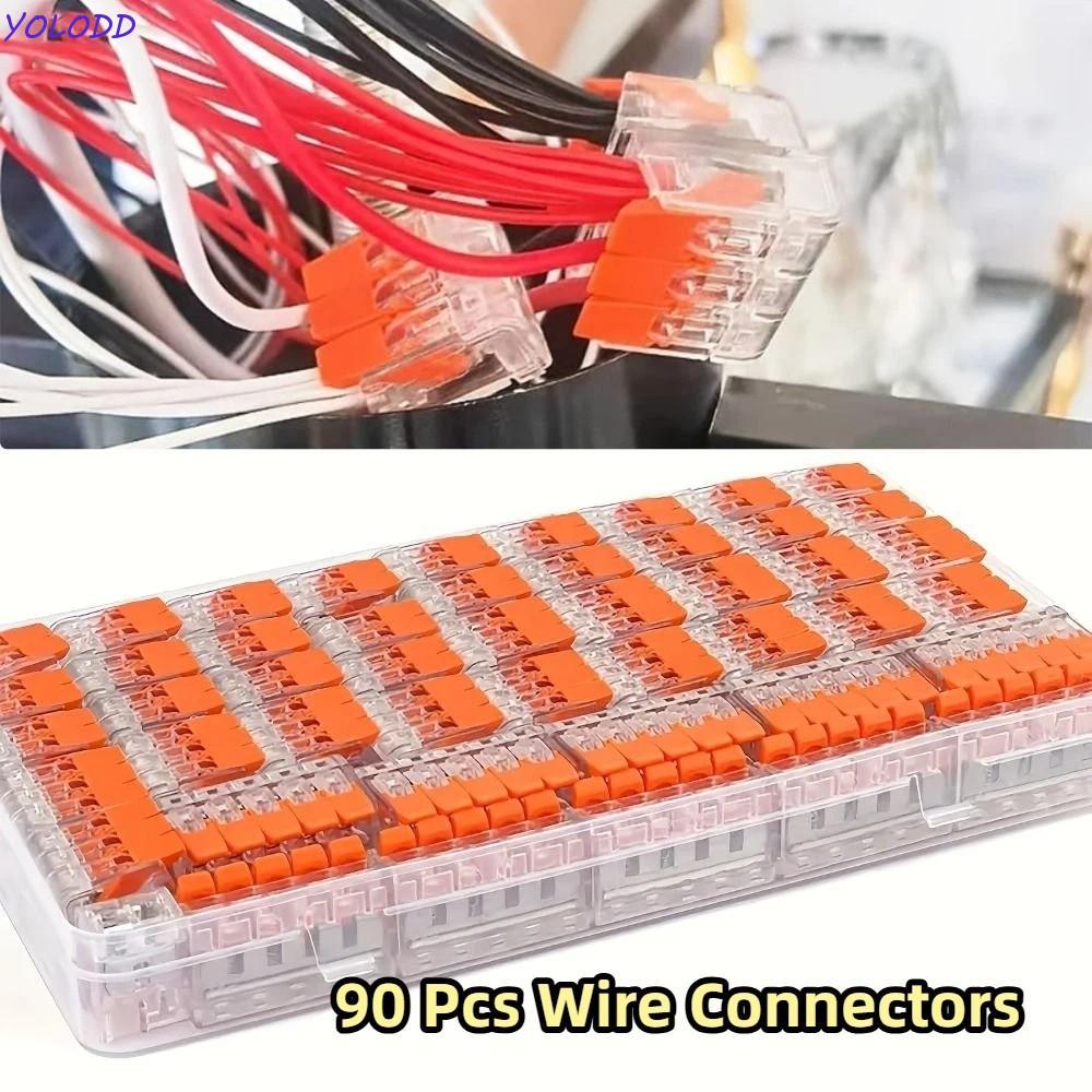 Pacote De Sortimento De Conectores De Fio Yoloqx 90 PCS , Kit De Conector De Emenda Compacto De Conexão Rápida De Termin