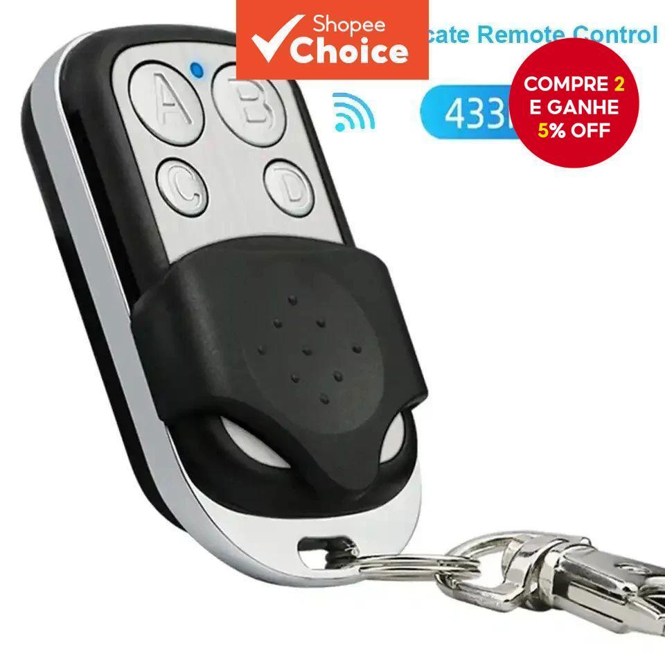 433 MHz Chaveiro Controle Remoto Universal para Portão 4 Botões Clone Fixo Aprendizagem Código Rolante
