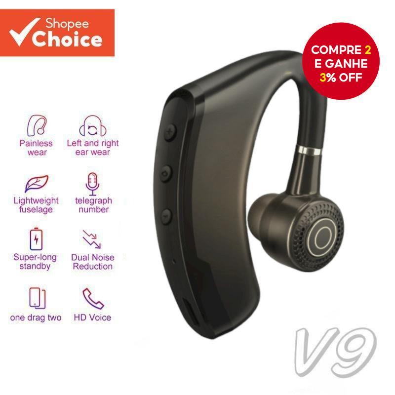V9 Fones De Ouvido Longa Espera Pendurado Sem Fio Bluetooth 5.2 Controle Voz Alta Fidelidade Música Fone Com Microfone H