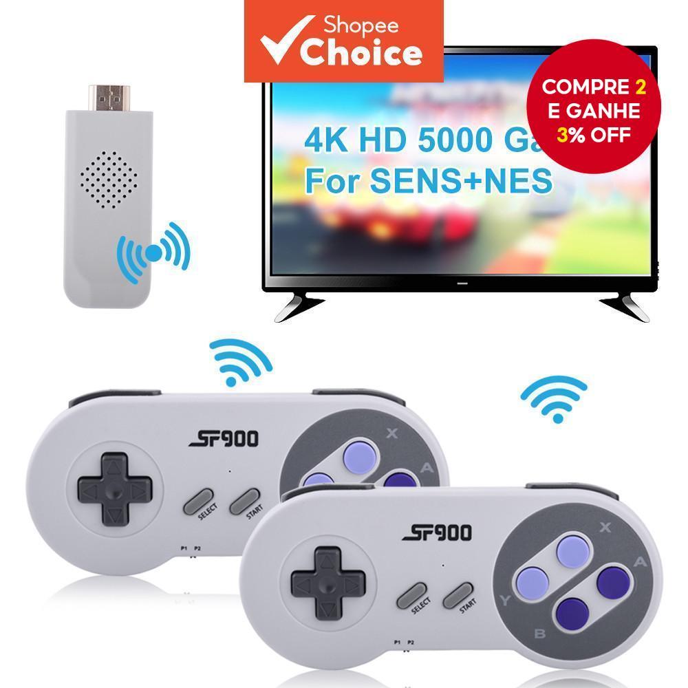 Console de Jogos Retro HD Video Game Stick Para SNES/NES Controle Sem Fio Gamepad Com 5000 Jogos 16 Bits SF900