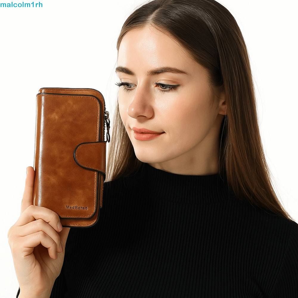 Carteira Longa Feminina MALCOLM , Multifuncional De Couro PU De Grande Capacidade , Bolsa Clutch Solt Para Vários Cartõe
