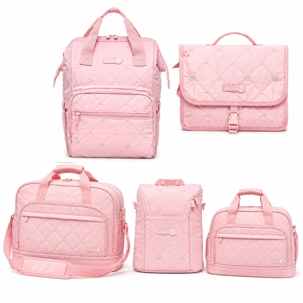 KIT BOLSA MATERNIDADE MÉDIA E GRANDE , MOCHILA, BOLSA TÉRMICA + TROCADOR PORTÁTIL LILICA - PACIFIC
