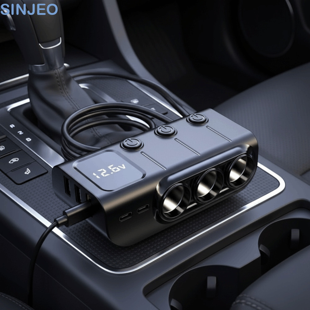 Inversor De Carro SINJEO , Adaptador De Carregador De Múltiplas Portas 12V/24V , Divisor De Tomada Rápido
