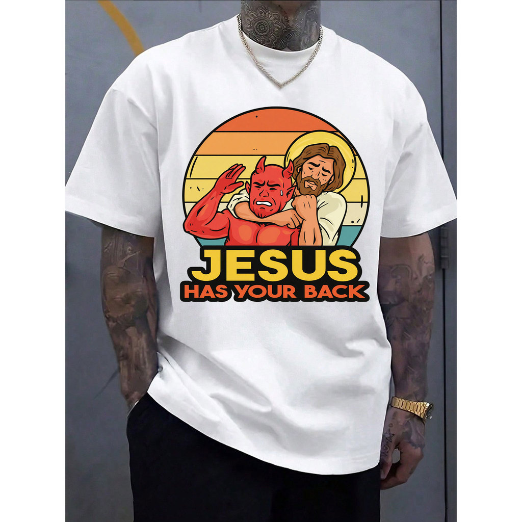 [Camiseta Premium em Algodão Puro]CC Camiseta Oversized Streetwear Masculina e Feminina, Estampa Religiosa, Lazer, 100% 