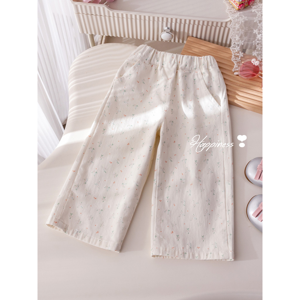 Meninas roupas de primavera versão coreana calças da moda bebê moda Floral calças retas crianças primavera outono novo e