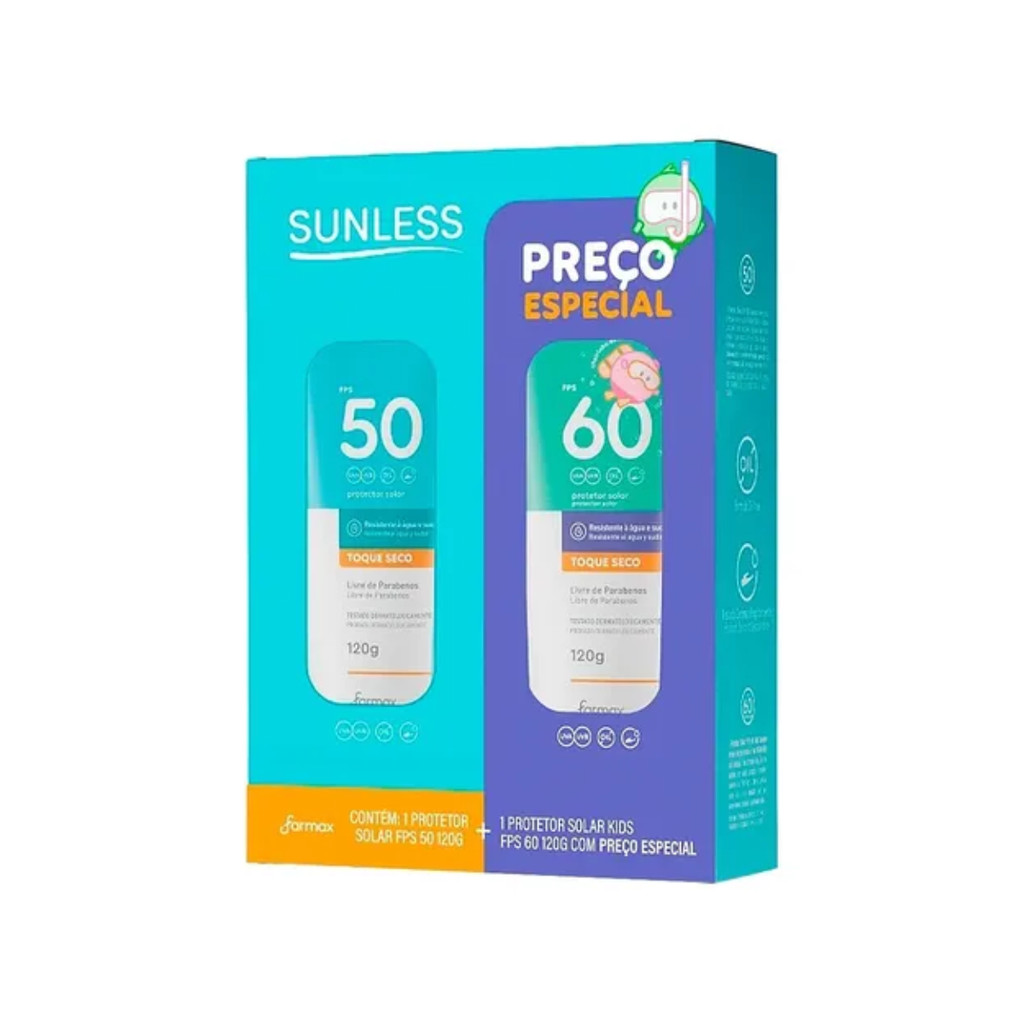Sunless - Kit Protetor Solar FPS50+PFS60 Kids Toque Seco - 120g