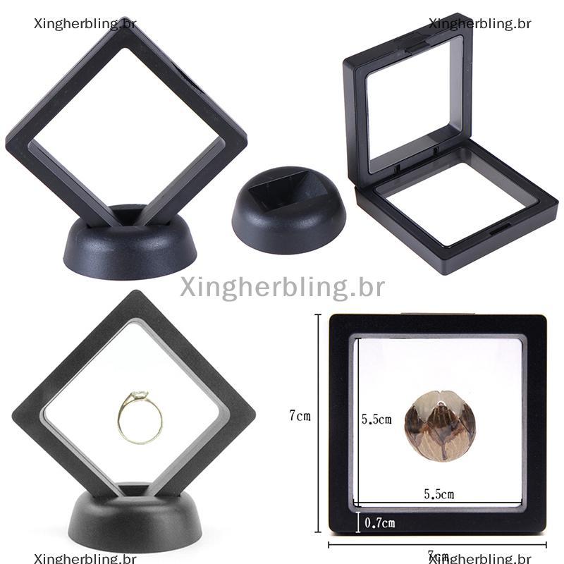 XBBR 70 * 70mm 3D Flutuante Jóias Moeda display Quadro Titular Caixa Com Suporte Quente
