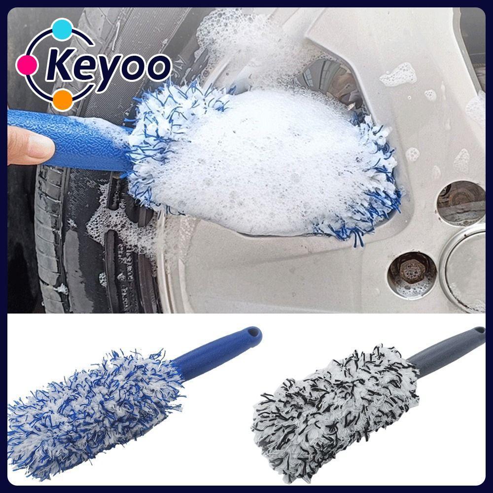 [KEYOO] Escova De Limpeza De Aro De Pneu , Cubo De Roda De Carro De Microfibra De Pelúcia , Portátil