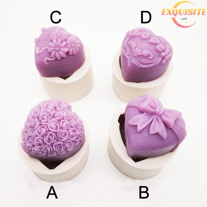 [EL-t] Coração Amor Rosa Flor Forma Silicone Sabão Molde Vela De Chocolate DIY Artesanato Novo