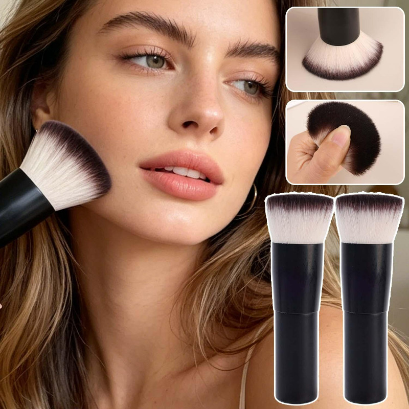 Pincel De Pó De Topo Plano 2/1 Unidade-Para Corretivo-Blush De Cabeça Chata Solto-Portátil-Ferramenta De Beleza Base-Cer