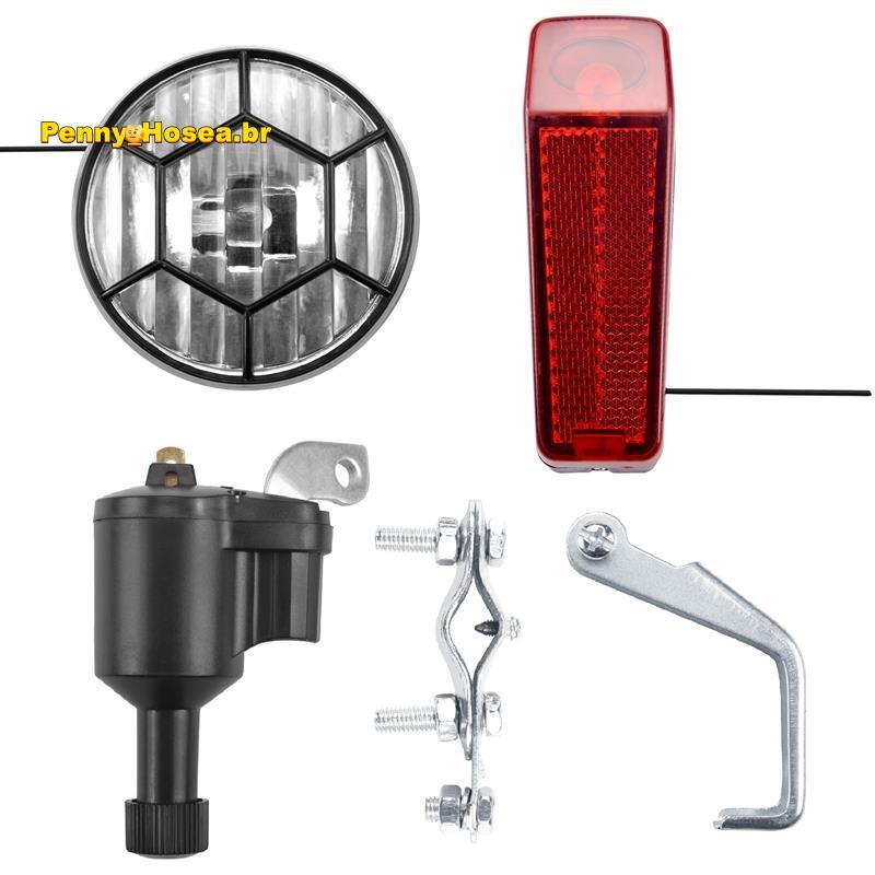 [Vendas Quentes P] Luz Da Bicicleta Motorizada Gerador De Fricção Dínamo Farol Kit Traseira 6V 3W Acessórios