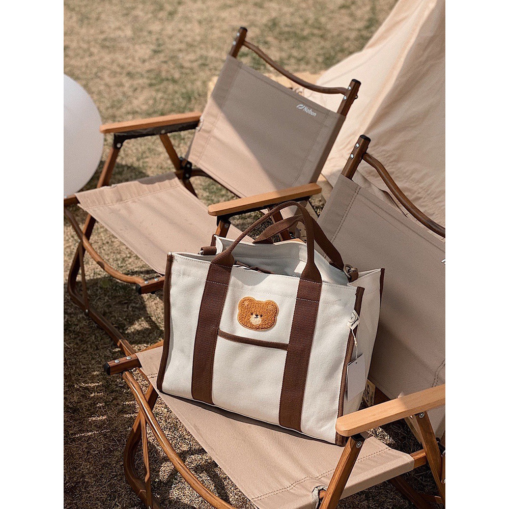Original coreano ins multifuncional lona portátil bolsa de ombro mãe passeio com bebê bordado mãe bebê mamãe saco
