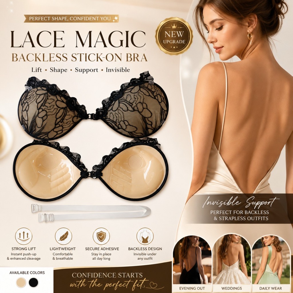 Sutiã Sem Alças Invisível De Renda Feminino Push Up Adesivo Reutilizável Costas Para Vestido