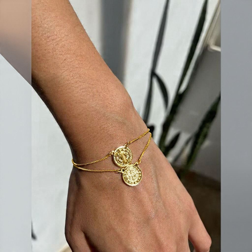 Pulseira São Bento Duplo Folheado a Prata925 e Ouro18k — imagem 2 de 2