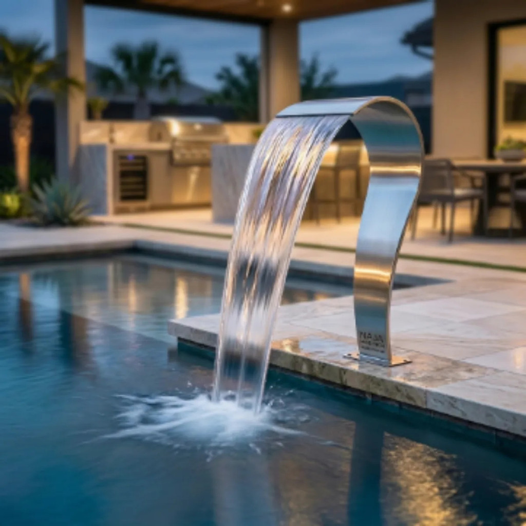 Cascata Piso Piscina Naja High Tech Inox 75x30 Premium