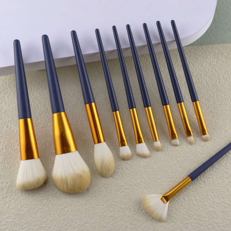 10 peças Ermu conjunto de pincéis de maquiagem português Super macio barato pincel pó solto Blush sombra contorno escova