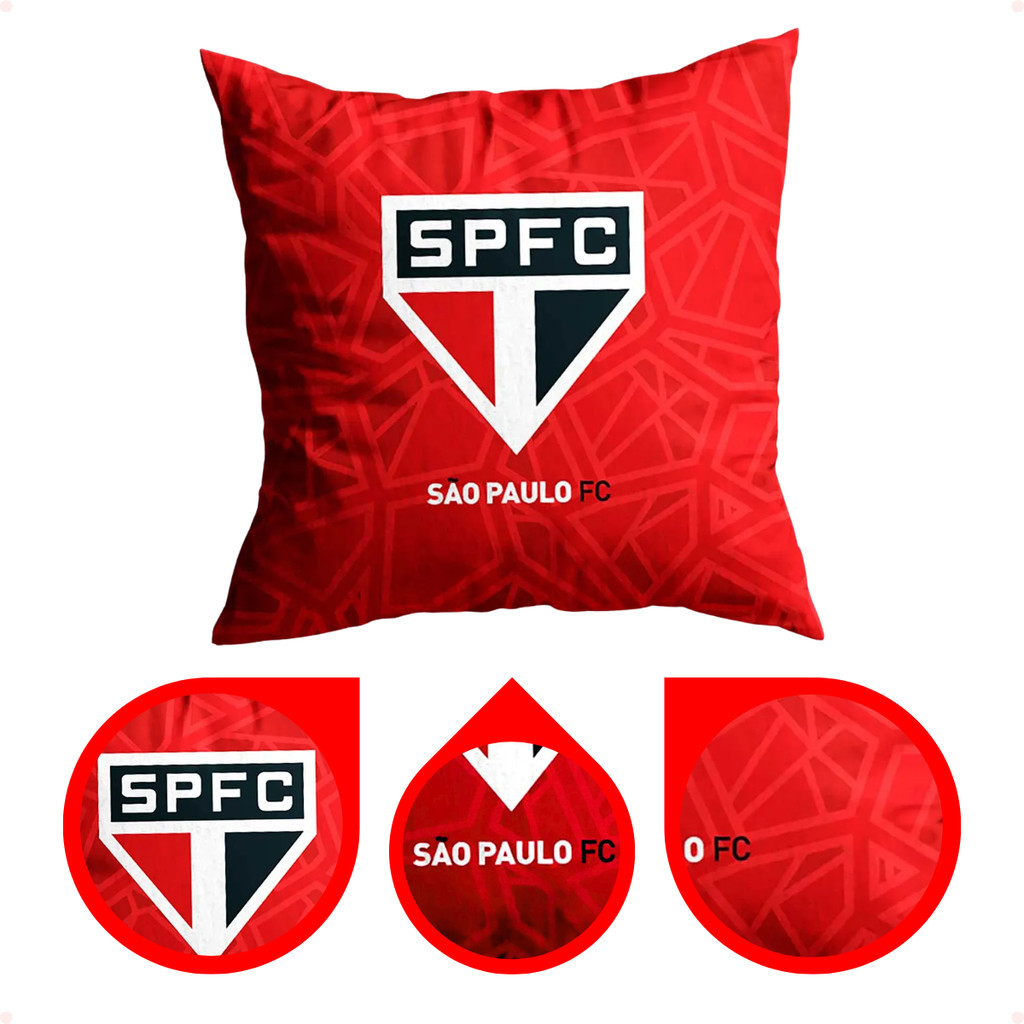 Almofada 30x30 São Paulo FC Enchimento em Micro Fibra 100% Siliconada - Antialérgica (Bem Fofinha)