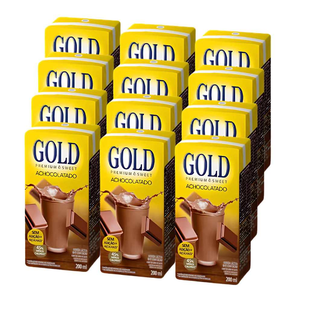 Kit Bebida Láctea Achocolatado Zero Açúcar - Gold 12 Unidades 200ml