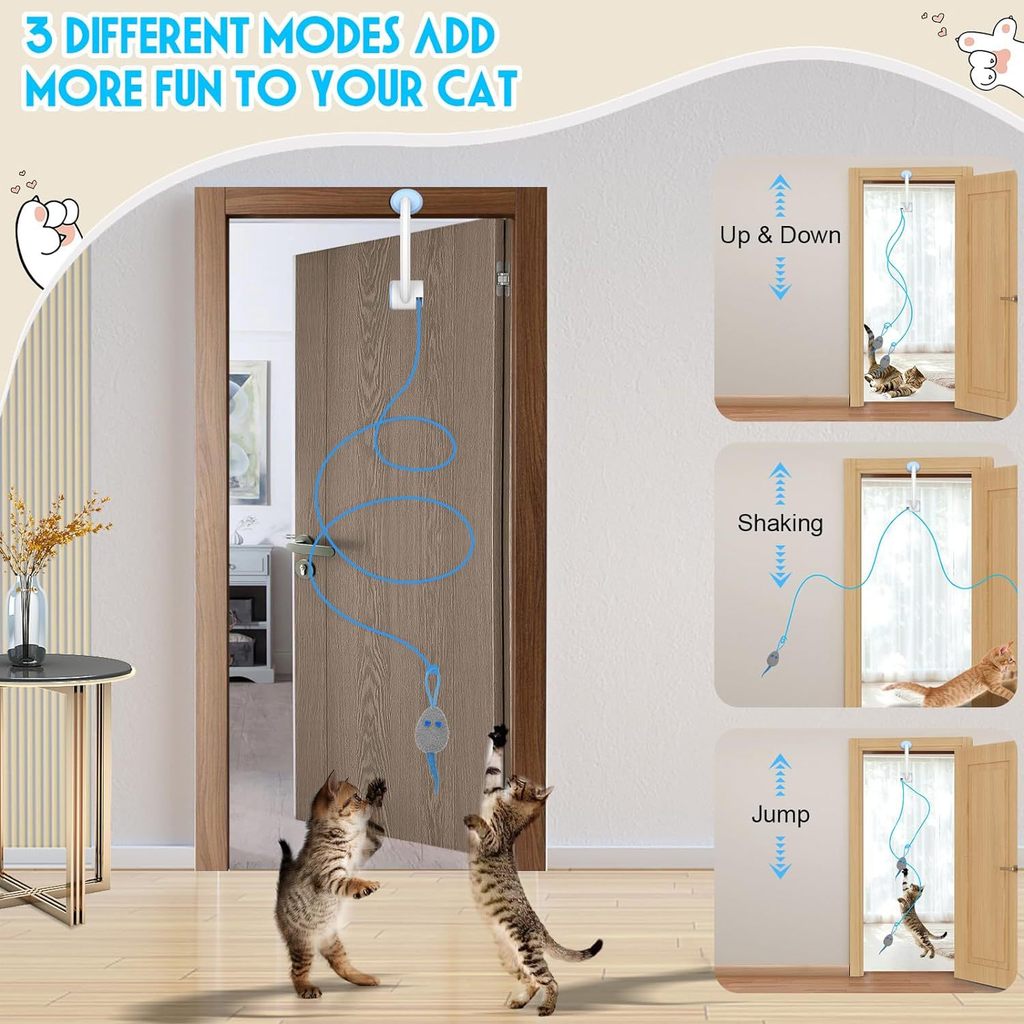 Gato auto-feliz colorido batendo Mouse clipe de porta elétrica pendurado brinquedo interativo automático