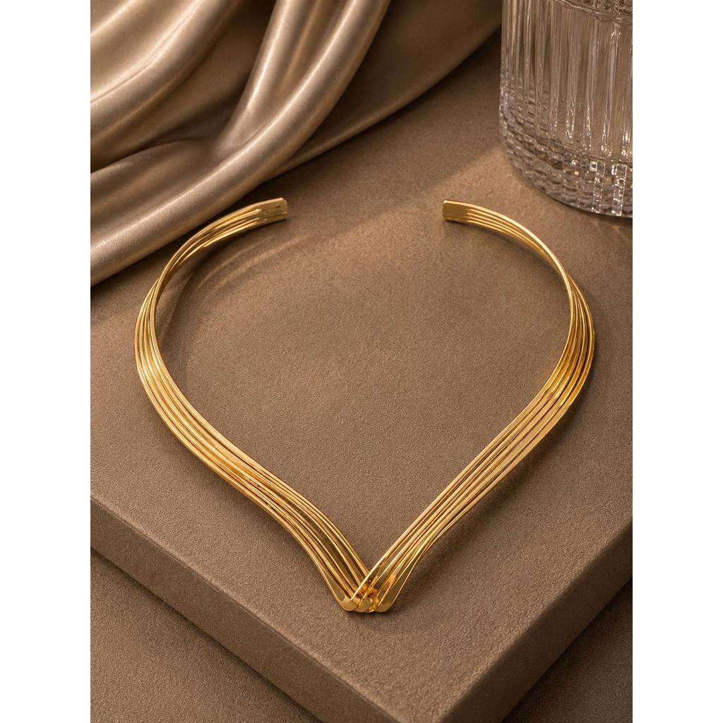 Colar Choker Rígido Multicamadas Luxo Premium
