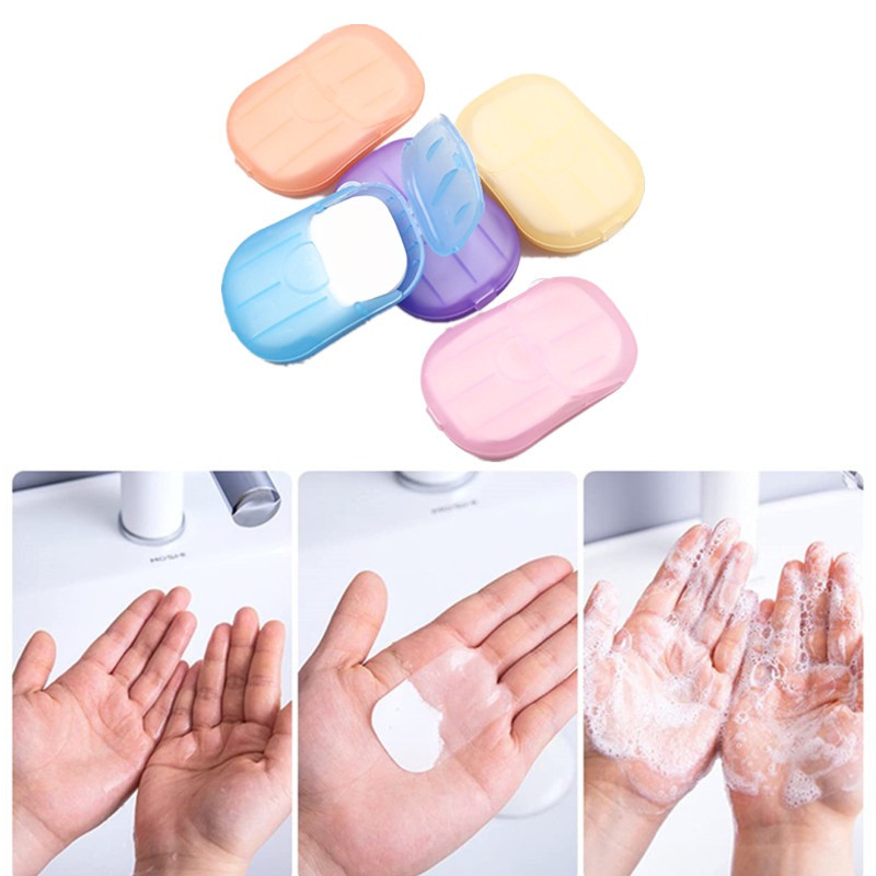 2 peças de mini sabonete de papel descartável para viagem, sabonete antibacteriano colorido para a saúde