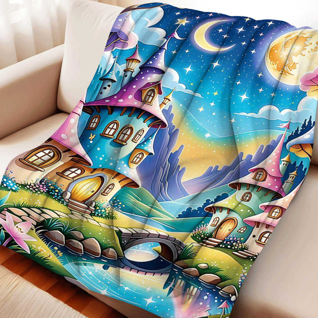Cobertor Mágico Do Lance Castelo Conto De Fadas , Caprichoso Da Flanela Noite Estrela Lua