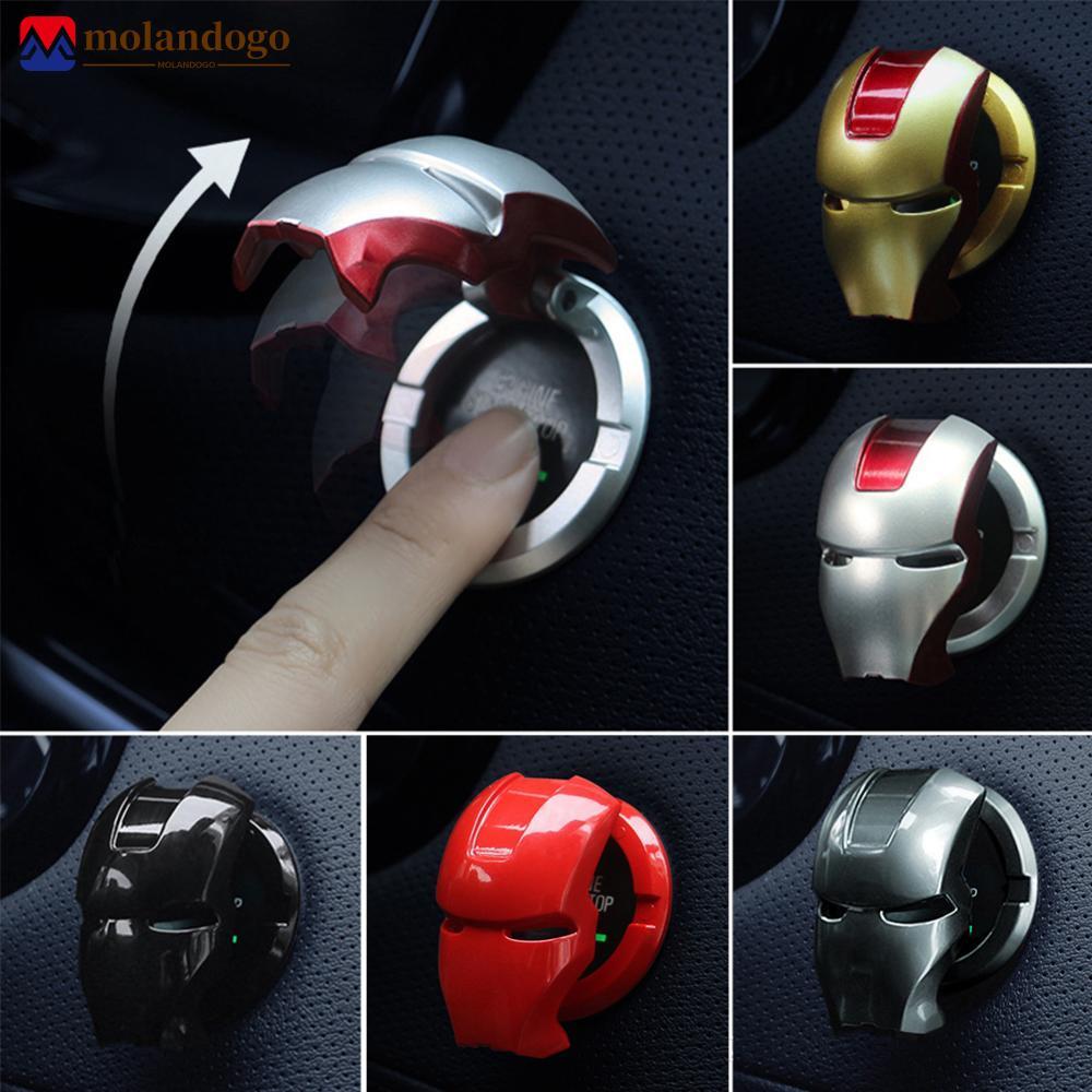 MOLANDOGO Interior Do Carro Botão De Parada Ignição Motor Capa Protetora Homem Ferro Decoração Adesivo Acessórios Interi