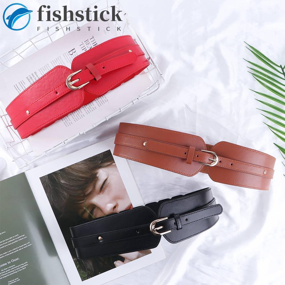 FISHSTICKA Vestido Cintura Fivela Mulheres Vintage Moda Beleza Preto Cinto Largo