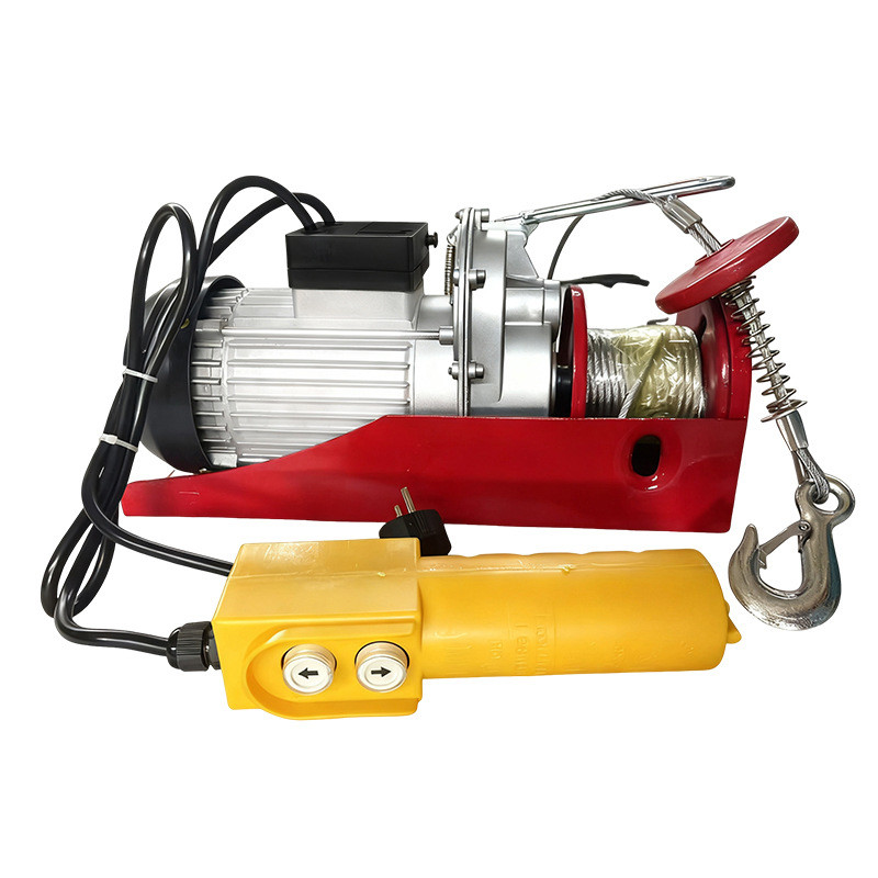 Mini talha elétrica para uso doméstico, máquina de elevação com cabo de aço, pequeno guindaste com controle remoto com f