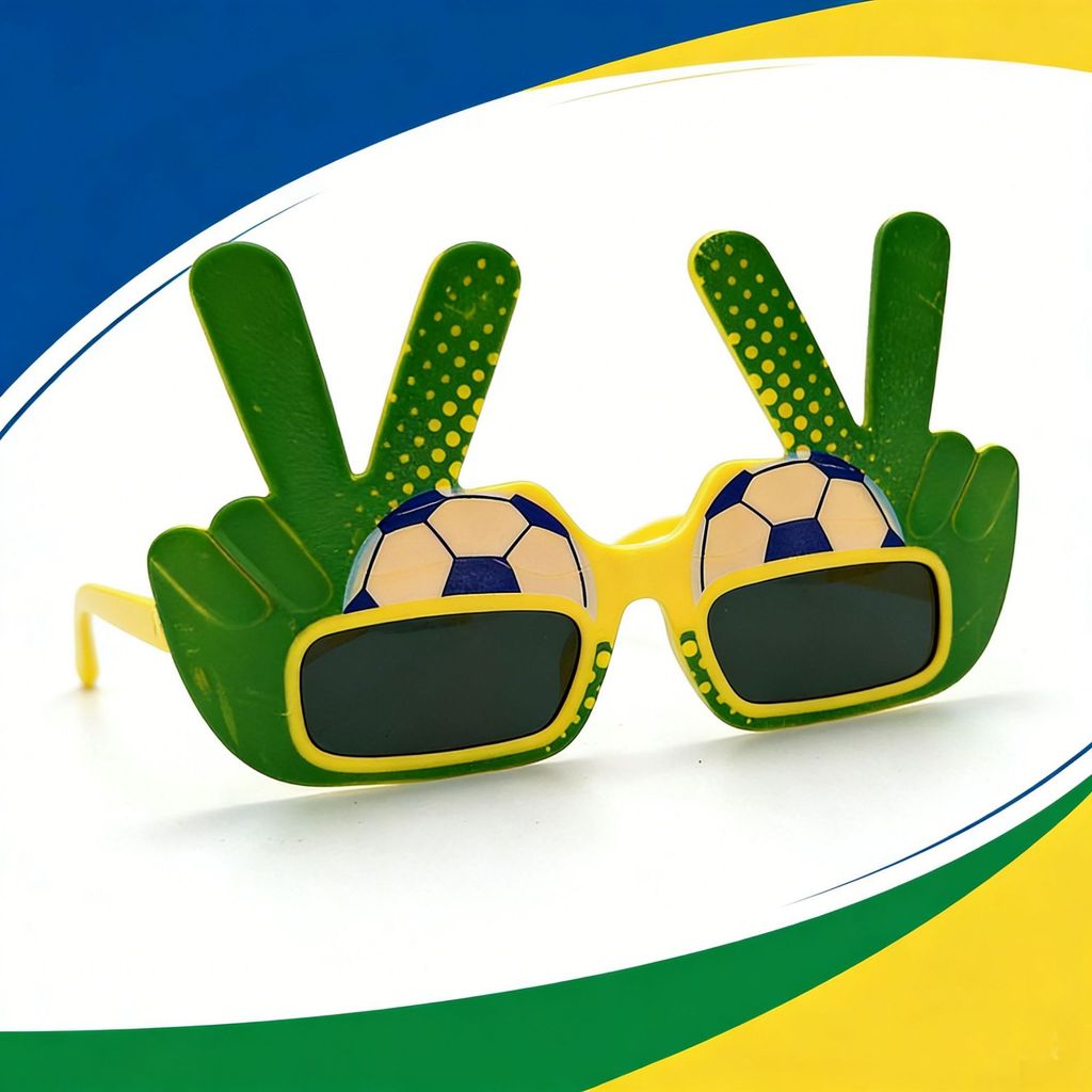 Óculos de sol engraçados da Copa do Mundo do Brasil em estoque para América, Canadá e México, acessórios para fotos de f