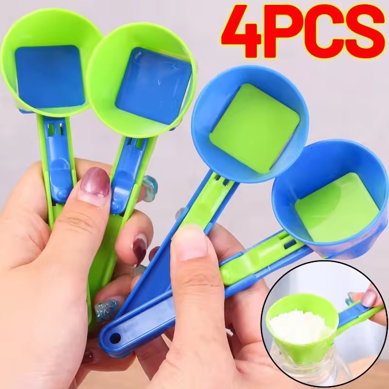 4/1 Pçs Criativo Proteína Em Pó Colher Deslizante Portátil Funil Colheres Para Café Esportes Bebidas Casa Cozinha Gadget