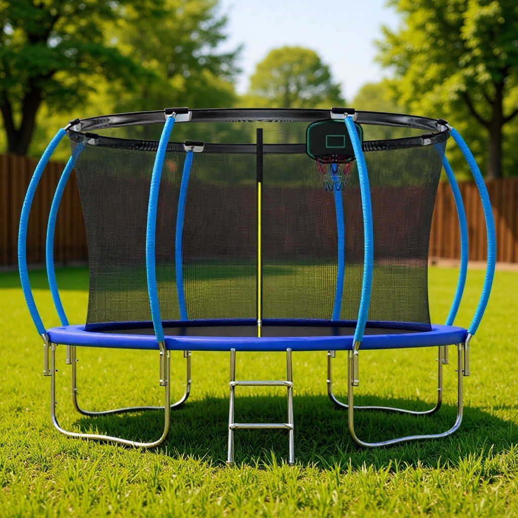Trampolim grande personalizado para áreas externas com rede de proteção para crianças, trampolim comercial para fitness