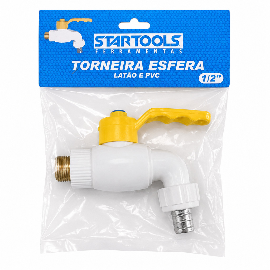 Torneira Esfera Para Mangueira Jardim Tanque Área de Serviço 1/2 com Bico 3/4 para - Metal ou PVC