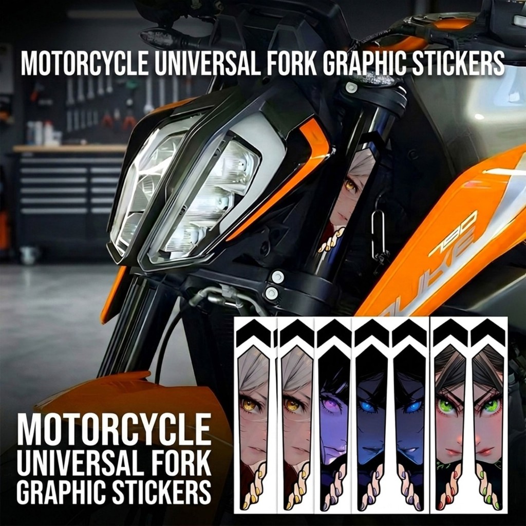 Decalque Universal Com Padrão De Olhos De Beleza Para Garfo De Choque De Motocicleta E Acessórios De Bicicleta De Estrad