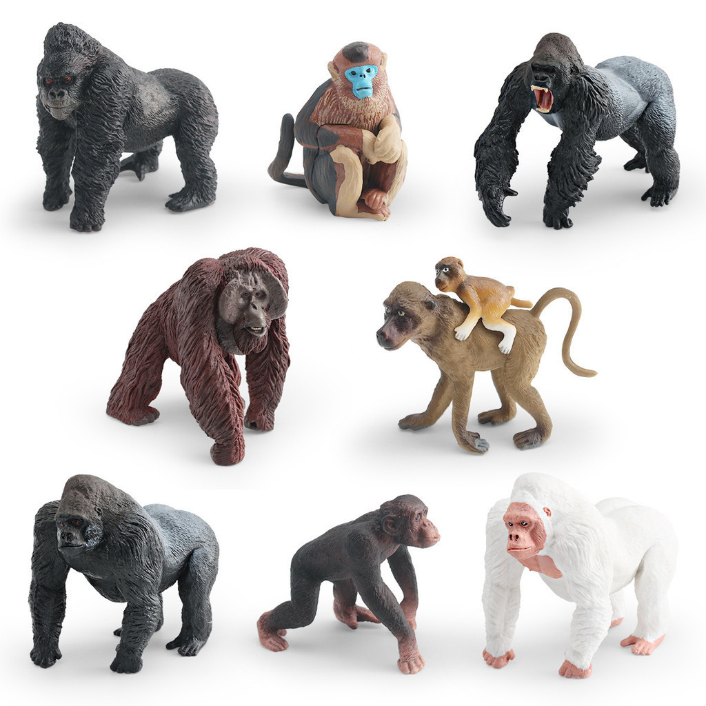 Figurinha de Simulação Cognitiva Infantil: Macaco Dourado, Gorila de Cabeça Vermelha, Gorila Branco, Gorila Prateado, Ba
