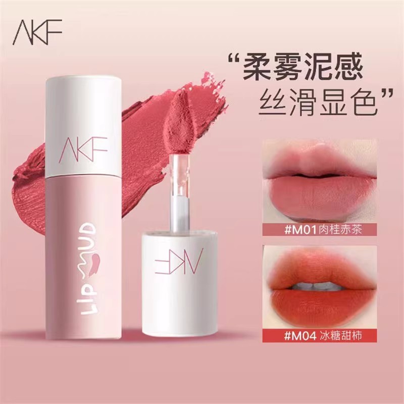 AKF batom branco lama labial feminino barato estudante outono inverno nicho marca carro-chefe oficial genuíno brilho lab