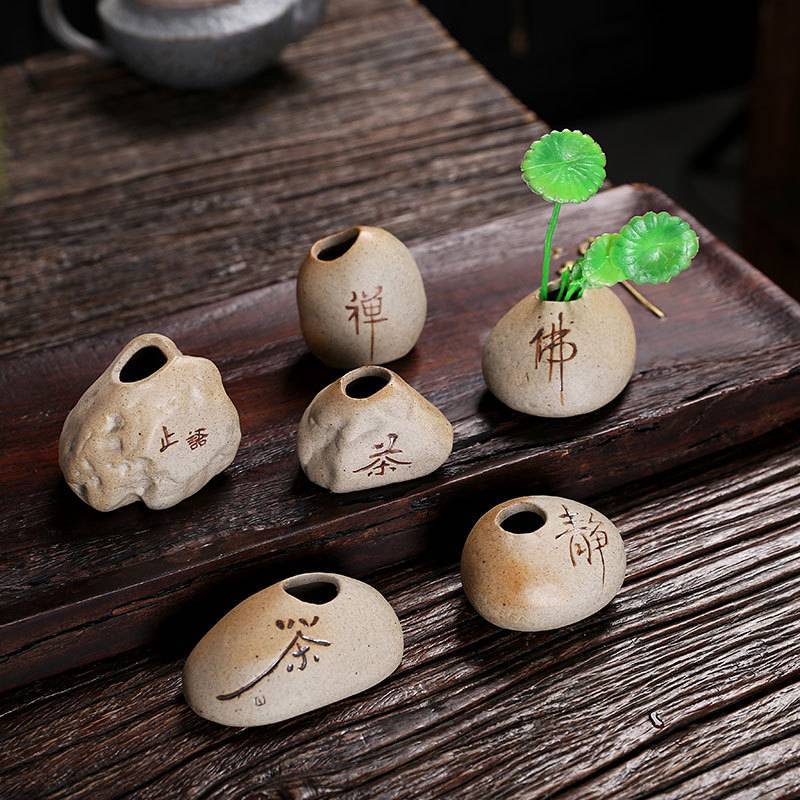 # Novo Mini Vaso De Cerâmica Imitado Pedra Arranjo De Flores Decoração Hidropônica Plantas Estilo Chinês Zen De Escritór