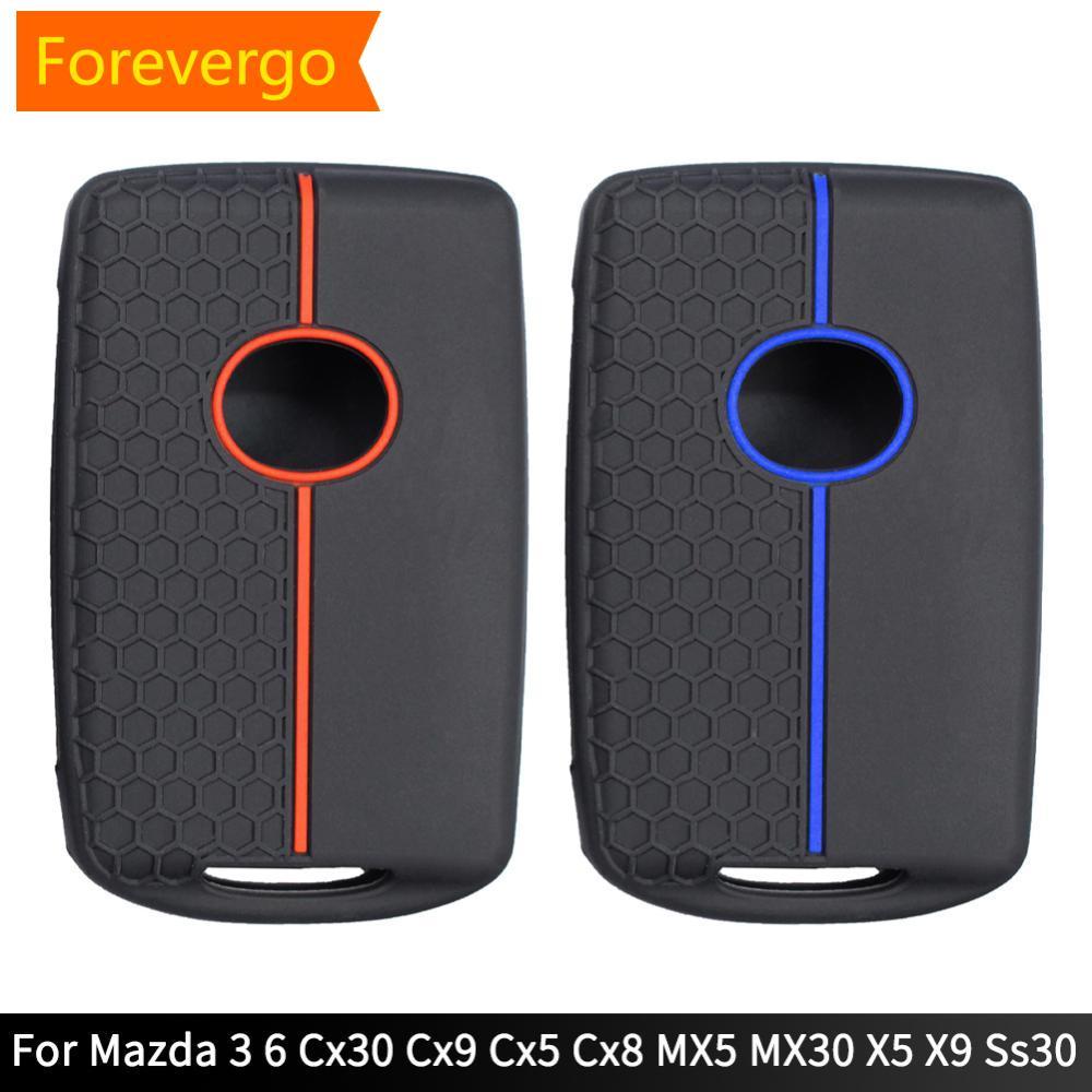forevergo Silicone Caso Chave Do Carro Titular Acessórios Chaveiro Protegido Fob Para Mazda 3 6 Cx30 Cx9 Cx5 Cx8 MX5 MX3