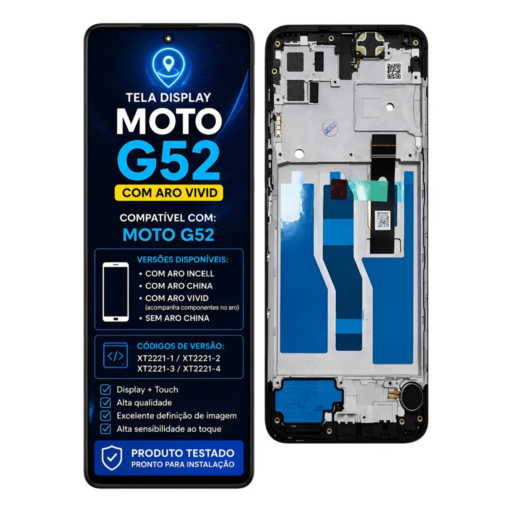 Tela Touch Display Frontal Moto G52 G82 Com Aro Vivid