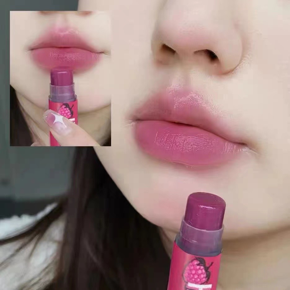 Uva Suculenta!Bálsamo labial que muda de cor, batom com sabor de frutas, hidratante, Primer incolor, hidratante, claread