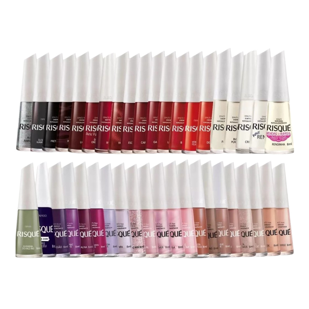 Kit Esmalte Risqué Atacado 50 Tons Cremoso Metalico Glitter