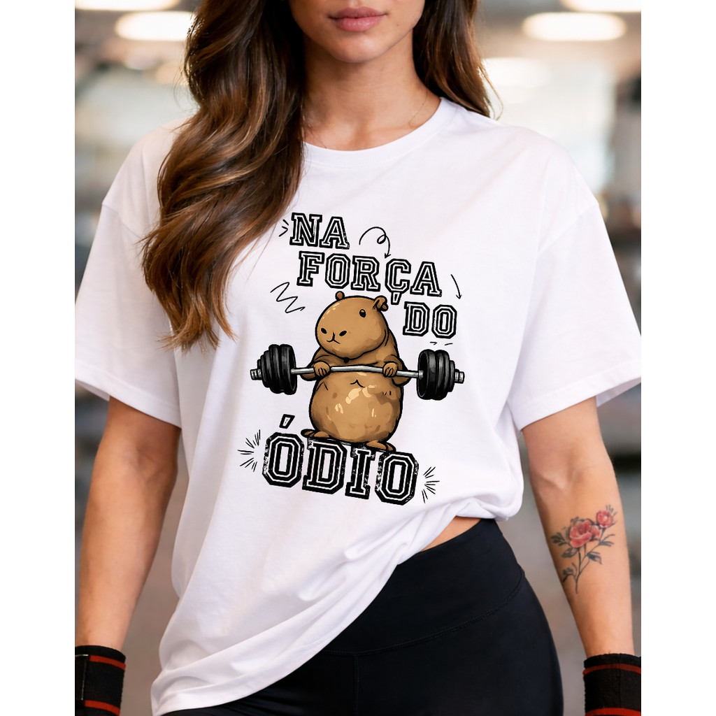 Camiseta Oversized Feminina 100% Algodão Camisa CapivaraTreino Odio Meme Fofo Academia Musculação basica
