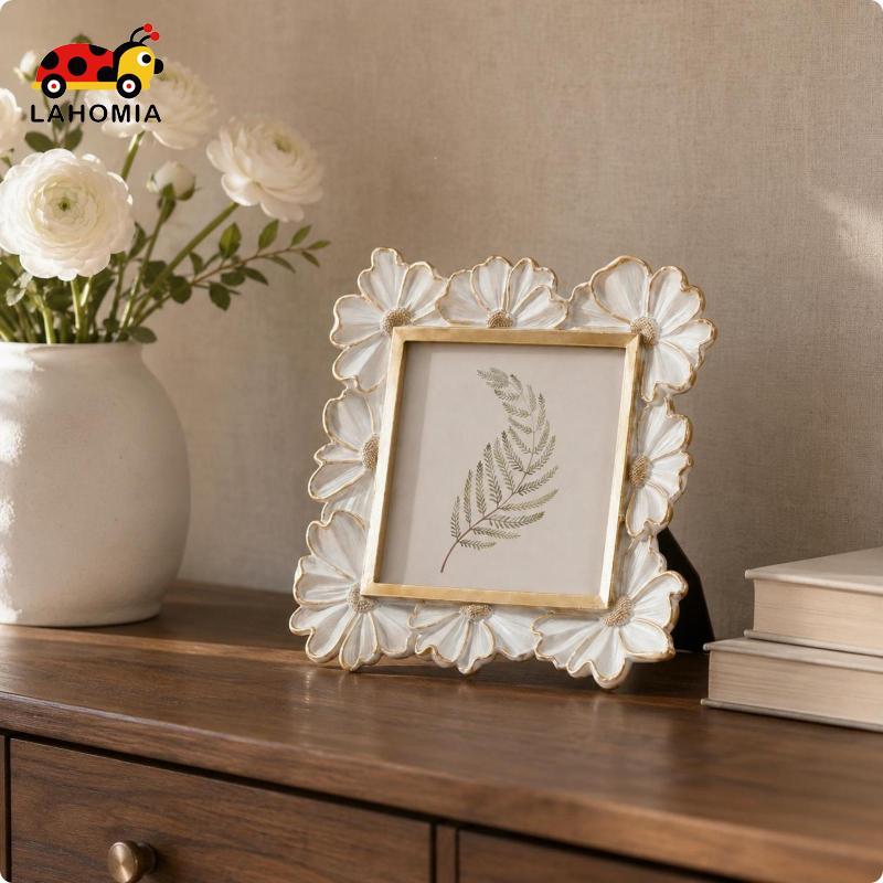 [Szgrqkj2] Moldura De Flor De Resina Arte Decorativa Com Borda De Pétala Dourada Para Exibição De Sala De Estar De Mesa
