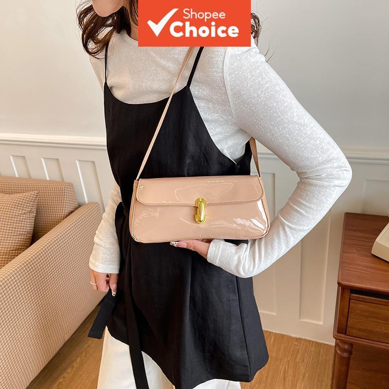 Bolsa Retrô Francesa com Trava e Aba, Bolsa Tiracolo da Moda, Bolsa de Mão Quadrada Vintage Chic