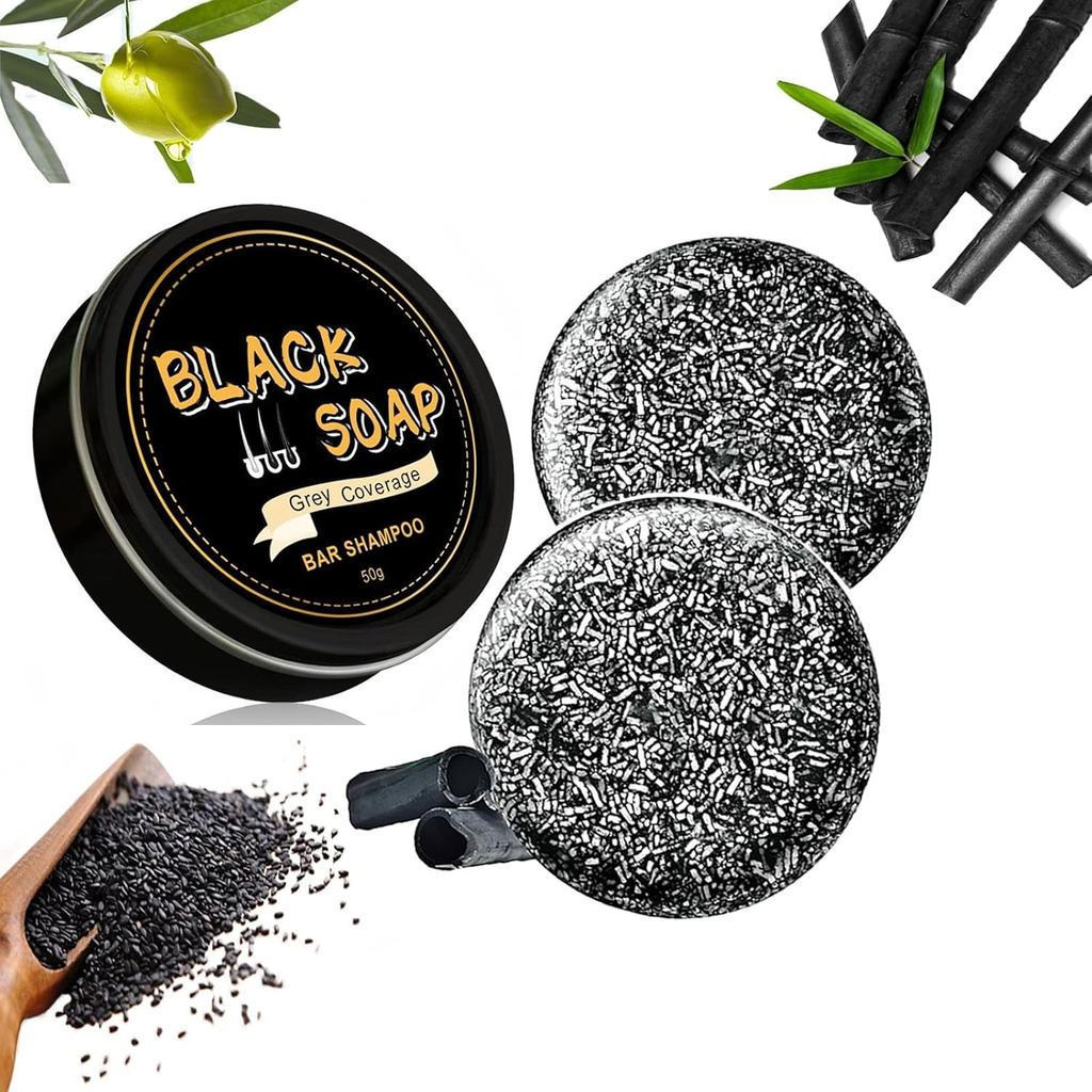 Sabonete em Barra GrayHairReverse, Sabonete Natural para Cobertura de Cabelos Brancos, Shampoo em Barra Escurecedor com