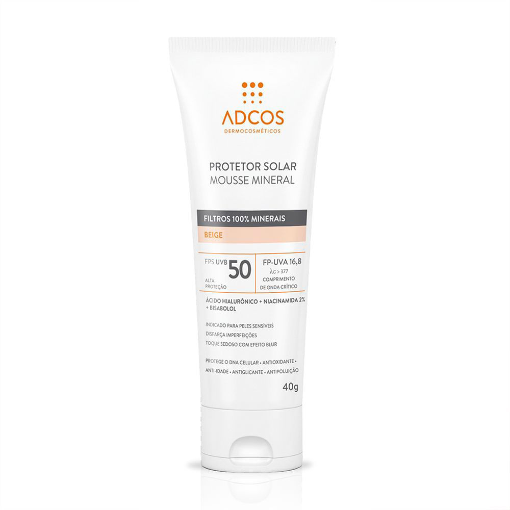 Protetor Solar Mousse Mineral Adcos FPS 50 Cor Beige 40g
