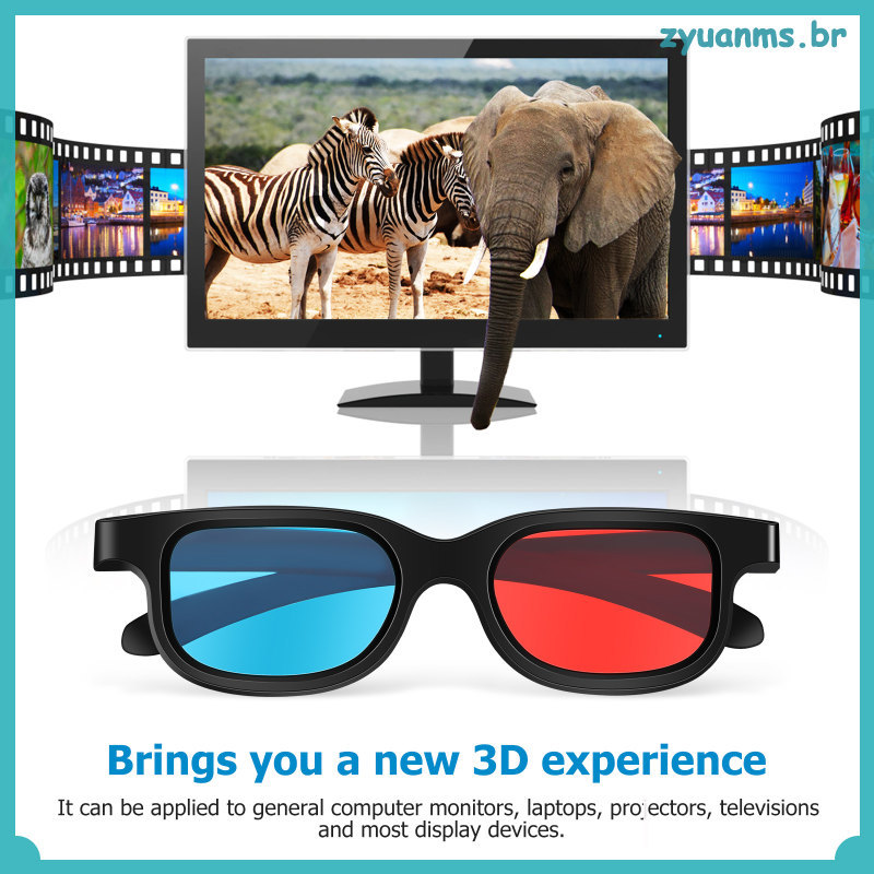 10Pcs Óculos Leves De Filme 3D Abs + pe Lente Vermelha Para Home Theater E Visualização De TV zyuanms