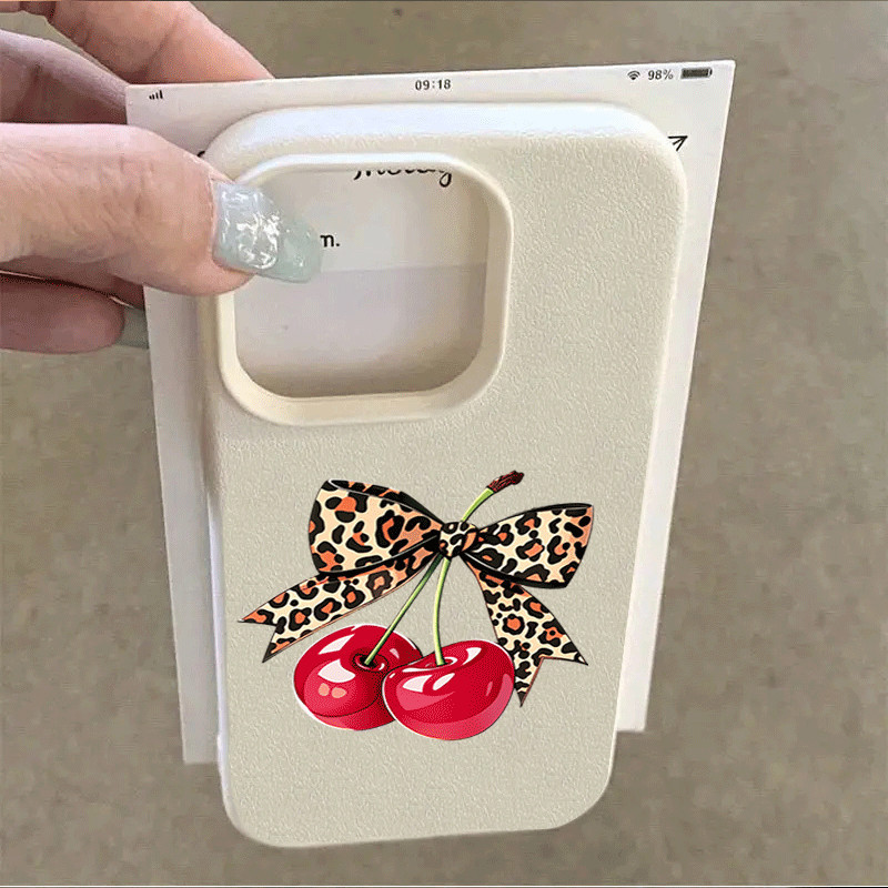 Capa De Telefone Para Samsung S26 S23 Ultra S25 S24 FE S20 S23 S22 S21 Plus Leopardo Impressão Bowknot Vermelho Cereja S