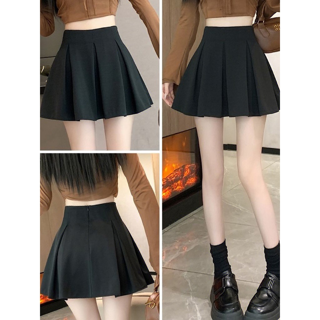 Verão feminino Popular forma de pêra corpo cobrindo virilha fina preta a linha saia inchada saia guarda-chuva fina saia
